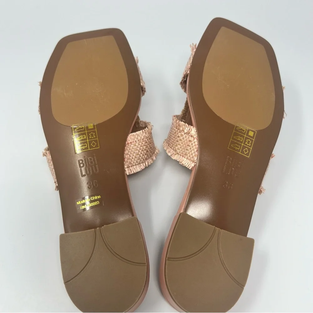 Bibi Lou Raffia Slide Sandal NEW! Size 5.5